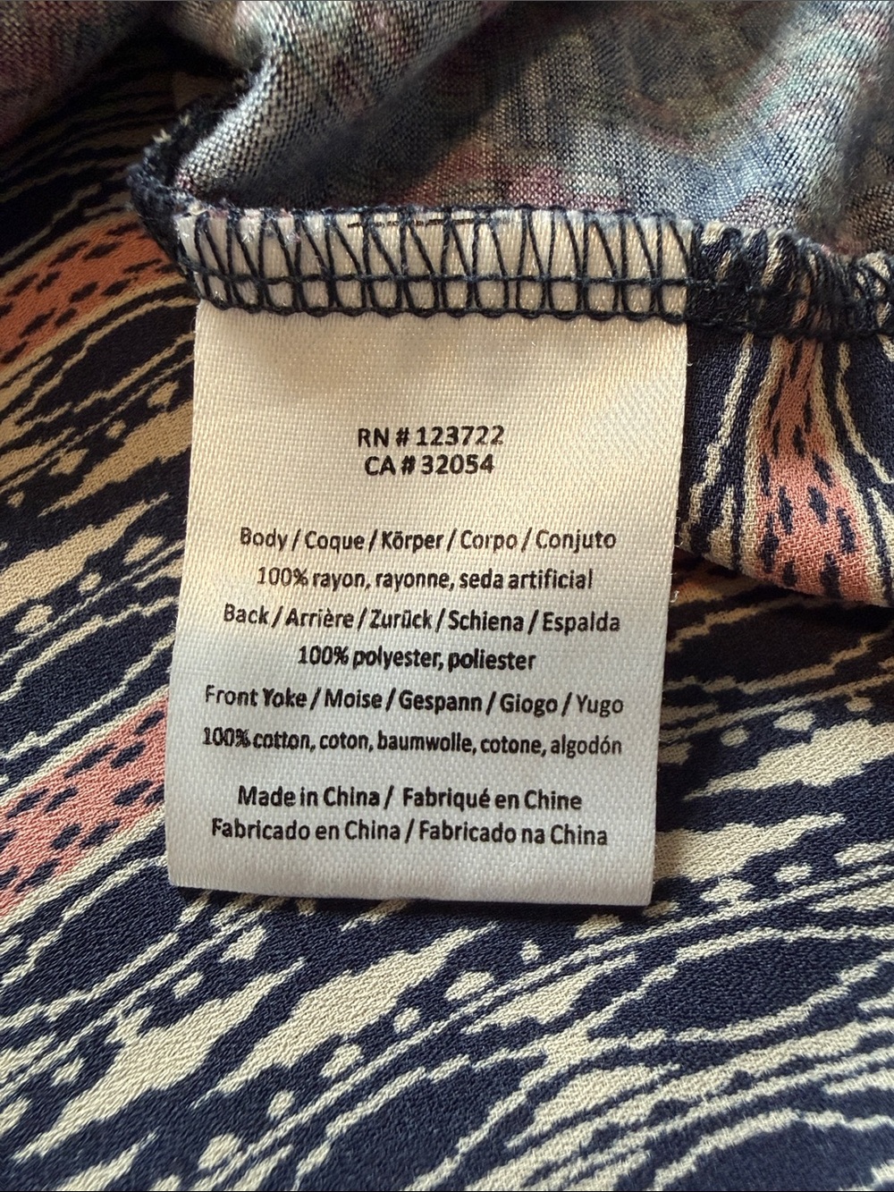 One September Majorelle Peasant Top Women's Small Navy‎ Boho Aztec Embroidered - Picture 3 of 5